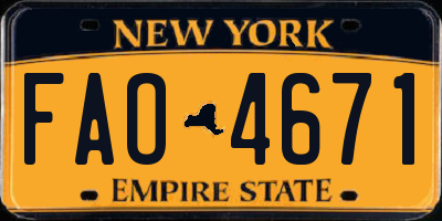 NY license plate FAO4671