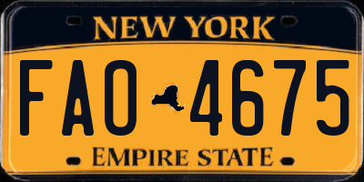 NY license plate FAO4675