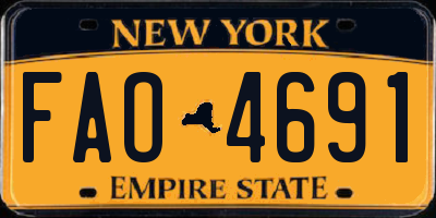 NY license plate FAO4691