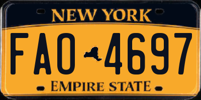 NY license plate FAO4697