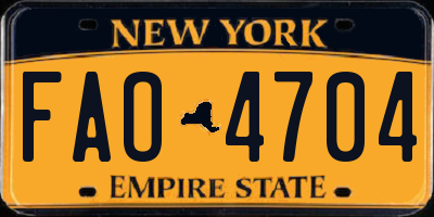 NY license plate FAO4704