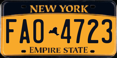 NY license plate FAO4723