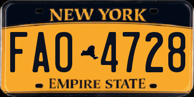NY license plate FAO4728