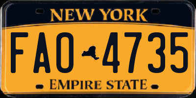 NY license plate FAO4735