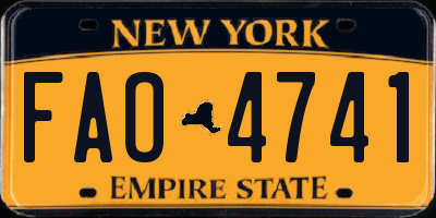 NY license plate FAO4741