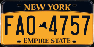 NY license plate FAO4757