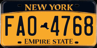 NY license plate FAO4768