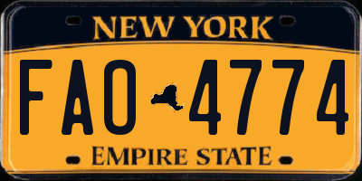 NY license plate FAO4774