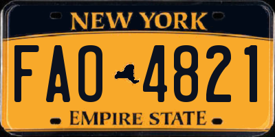 NY license plate FAO4821