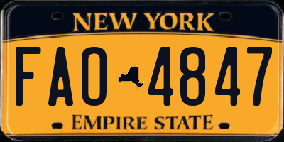 NY license plate FAO4847