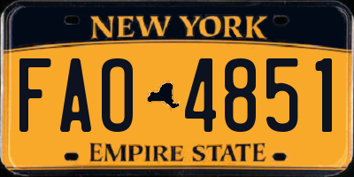 NY license plate FAO4851