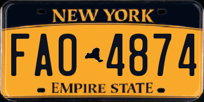 NY license plate FAO4874