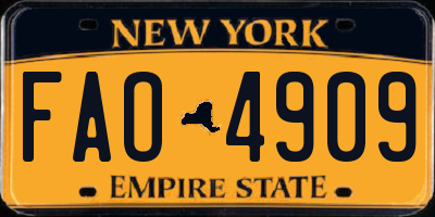 NY license plate FAO4909