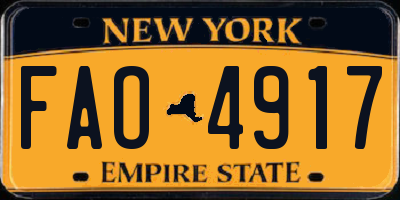 NY license plate FAO4917