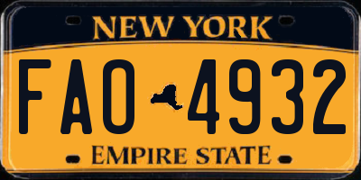 NY license plate FAO4932