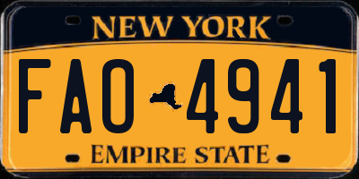 NY license plate FAO4941