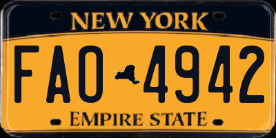 NY license plate FAO4942