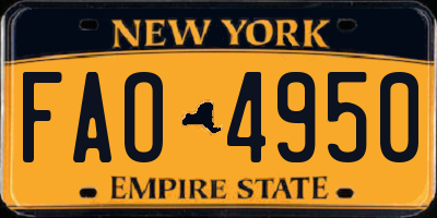 NY license plate FAO4950