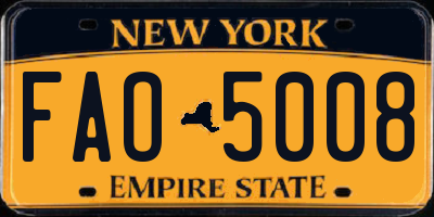 NY license plate FAO5008