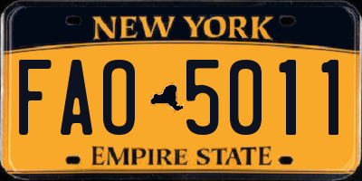 NY license plate FAO5011