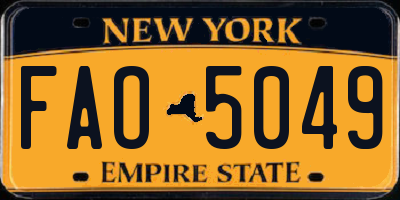 NY license plate FAO5049