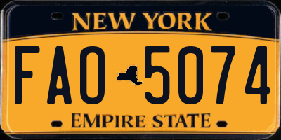 NY license plate FAO5074