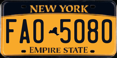 NY license plate FAO5080