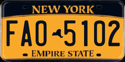 NY license plate FAO5102