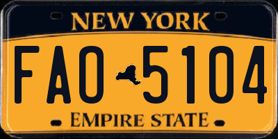 NY license plate FAO5104