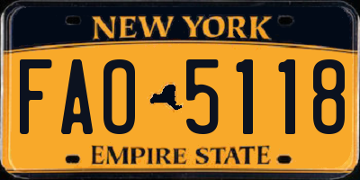 NY license plate FAO5118