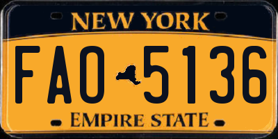 NY license plate FAO5136