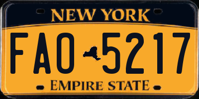 NY license plate FAO5217
