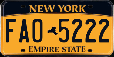 NY license plate FAO5222