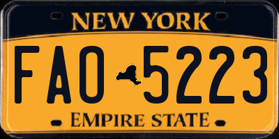 NY license plate FAO5223