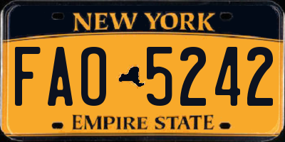 NY license plate FAO5242