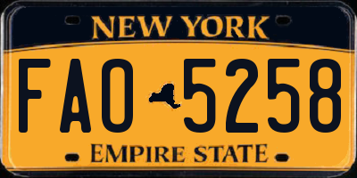 NY license plate FAO5258