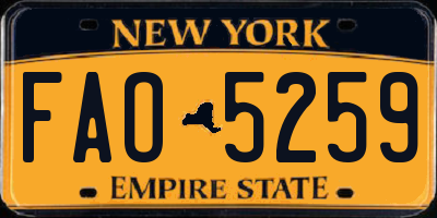 NY license plate FAO5259