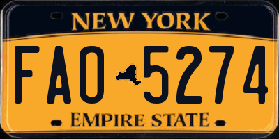 NY license plate FAO5274
