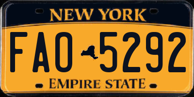 NY license plate FAO5292