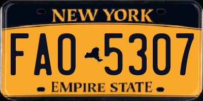 NY license plate FAO5307