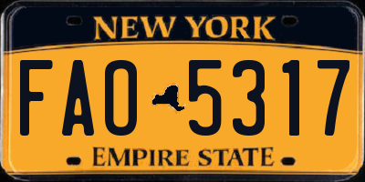 NY license plate FAO5317