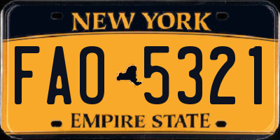 NY license plate FAO5321