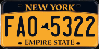 NY license plate FAO5322