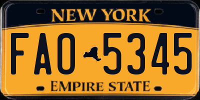 NY license plate FAO5345