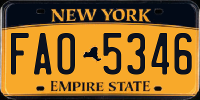 NY license plate FAO5346