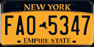 NY license plate FAO5347