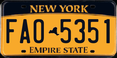 NY license plate FAO5351
