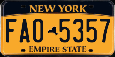 NY license plate FAO5357