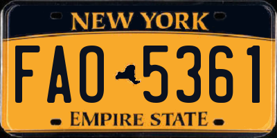 NY license plate FAO5361