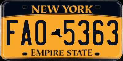NY license plate FAO5363